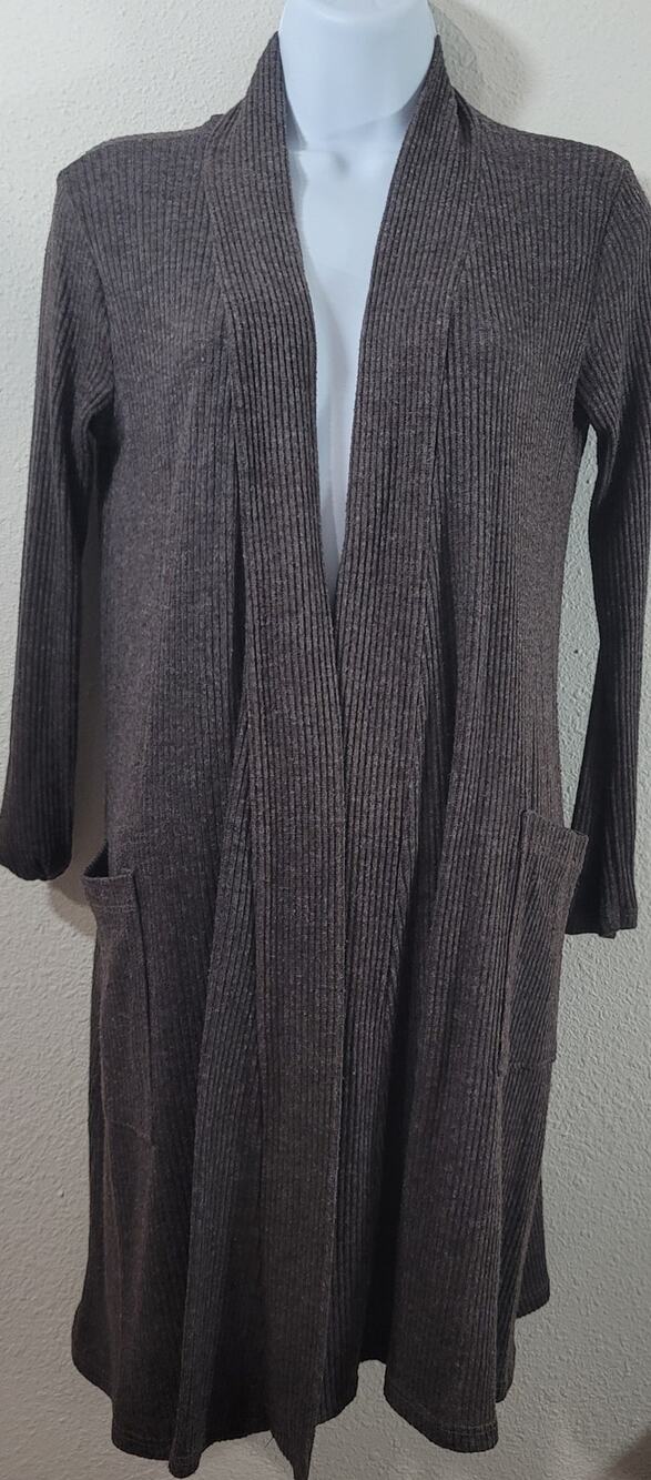 Emi & Joe Brown Marled Open Front Coatigan Sweater Small Lightweight Soft